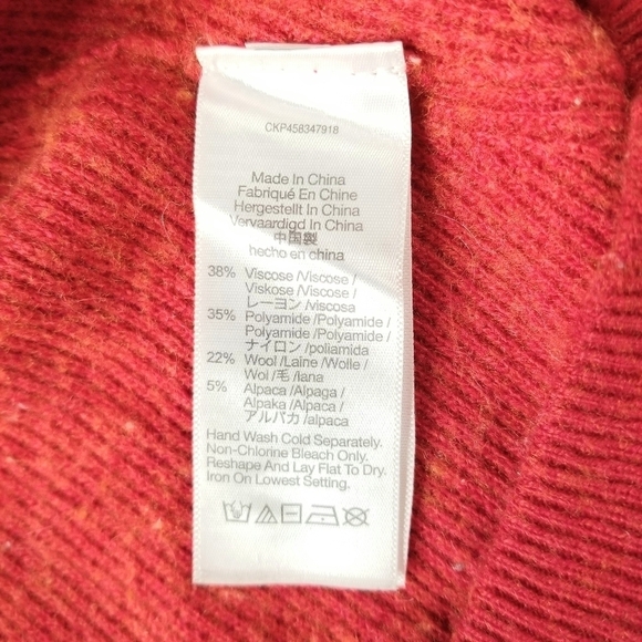 Madewell Women's Red Orange Wool Alpaca Blend Longsleeve V-neck Hi-Lo Sweater, S - Picture 10 of 10